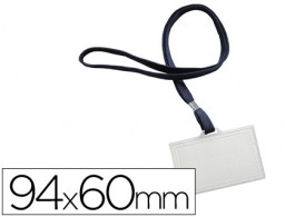 Identificador Q-Connect plástico rígido 94x60 mm. con cordón azul